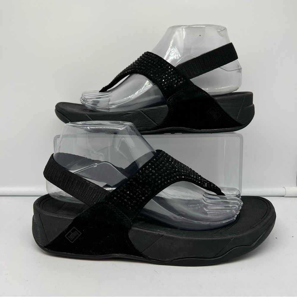 Fitflop Black Sandals with Rhinestone Detailing